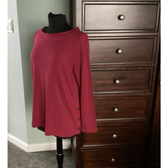 J. Jill Tops - J. Jill Ponte Knit Tunic Boat Neck Long Sleeve EUC - Raspberry